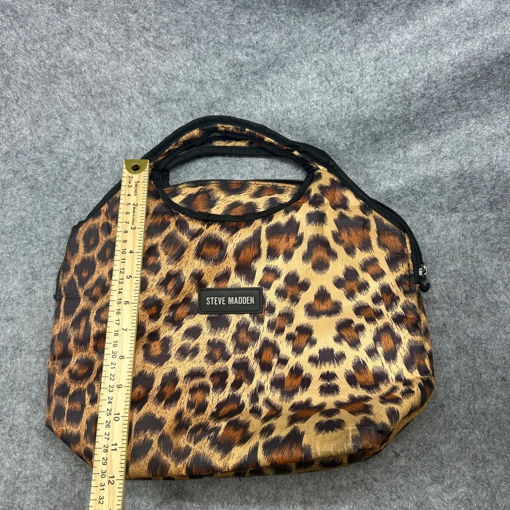 Steve Madden Womens Leopard Print Insulated Lunch Tote OS Brown Animal Pattern